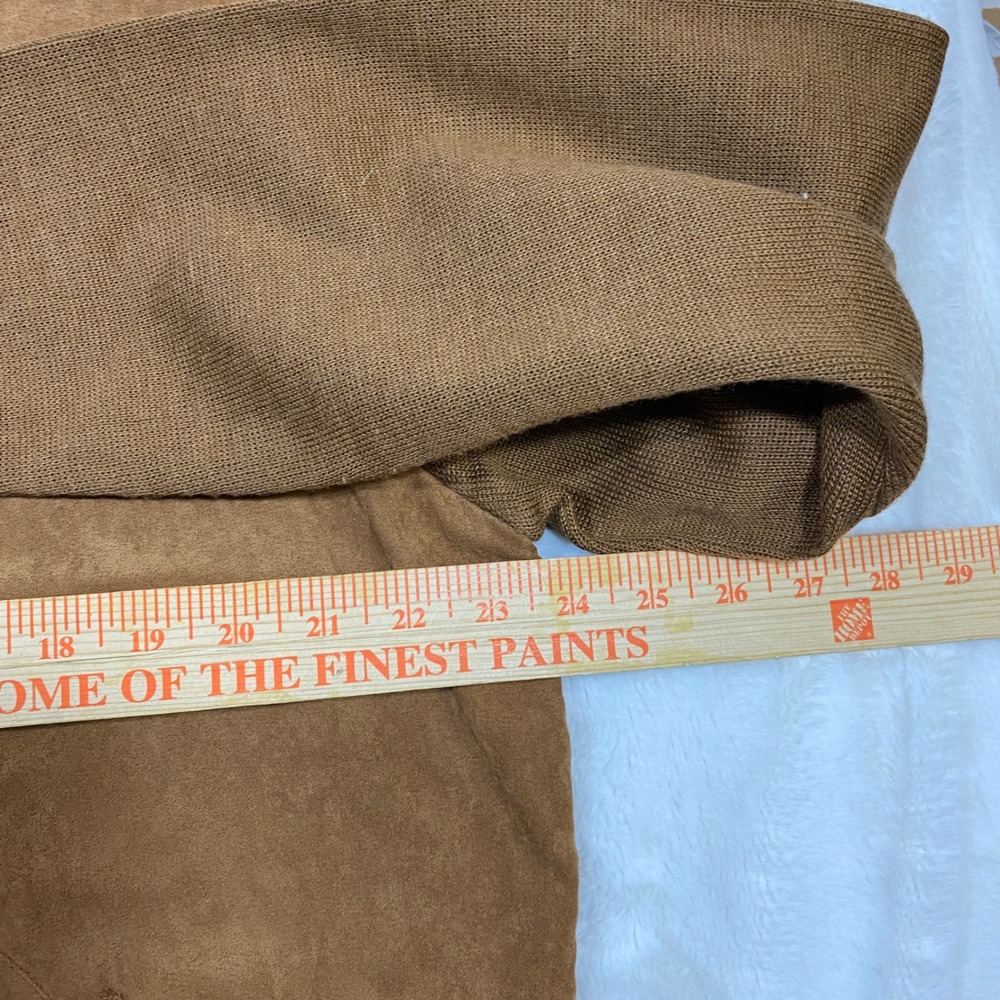 Pronti Mock Neck Sweater Faux Suede Accents Knit Pullover Brown Boho Mens XL - Picture 6 of 11